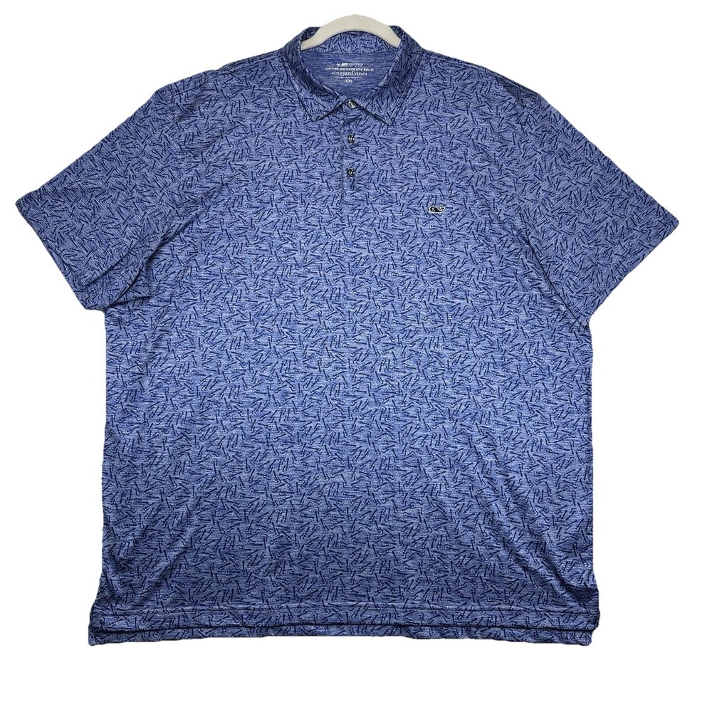 Vineyard Vines On The Go Sankaty Polo Shirt Mens XXL Blue Guitars Golf Stretch - Picture 2 of 11